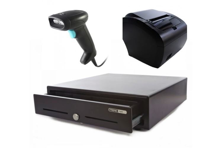 Barcode Scanner, Cash Drawer & Receipt Printer Hardware Bundle